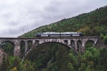 Rauma train on Kylling Bridge, Norway