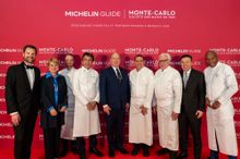 2026 Michelin Guide Ceremony in Monaco - From left to right: Mr. Gwendal Poullenec, International Director of the MICHELIN Guide - Isabelle BERRO AMADEI, Minister of Foreign Affairs and Cooperation – Emmanuel Pilon, Yannick Alléno, H.S.H. Prince Albert II