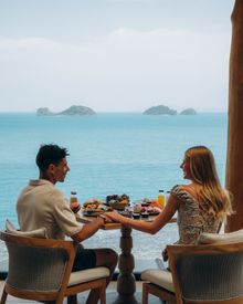 Breakfast at Aow Thai with view of the Gulf of Thailand