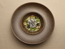 Hurtigtuten dish with seaweed.