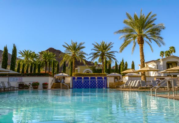 The Omni Scottsdale Resort & Spa at Montelucia features a stunning pool and Camelback Mountain views.