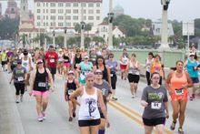 The Bridge of Lions 5K Run is one of the area's most popular annual runs, set to Historic St. Augustine skyline