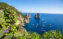 Capri faraglioni with yachts