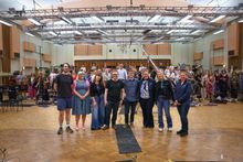 From Left: Ashley Andrew-Jones (ProTools Operator), Fiona Cruickshank (Sound Engineer), Enrica Sciandrone (Orchestrator), Samuel Pegg, Martin Batchelar and Anna Warnecke, Nikki Smith and Laurie Robinson of Kynren