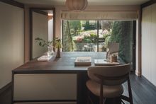 The dressing room offers a dreamy outlook over the garden