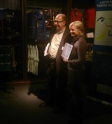 LATA Chairman Chris Pickard with award winner of the consumer magazine category, Emma Gregg for National Geographic Traveller