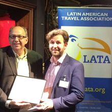 LATA Chairman Chris Pickard with Rupert Murray, collecting Joanna Booth’s award for the trade press category for Aspire