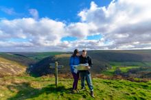 Walkers look down on The Coleridge Way