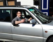 Jim Anderson enjoying a pint at the wheel