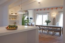 Open plan kitchen, dining and living room. 