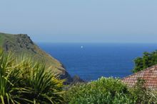 Views from Spindrift toward the pet-friendly beach and Hope Cove