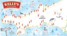 Illustrated Kelly's Of Cornwall Ice Cream Parlour Map
