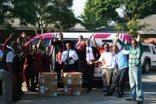 Learners celebrate with the arrival of their new PCs