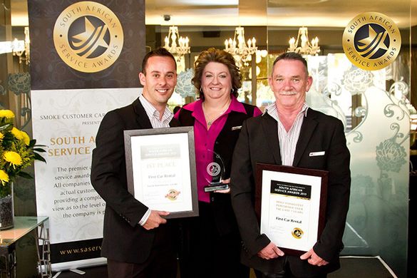 (L-R) First Car Rental’s Christo Saayman, Regional Operations Manager for Gauteng; Cindy Reid, National Training and HR Manager;