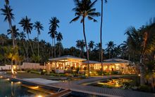 Lotus Beach Villa, exterior by night