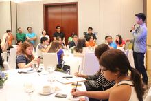 Mikael speaking to the Philippine press on his experience in Costa Rica with Contiki