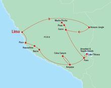 Map of the Amazon & Andes Group Tour