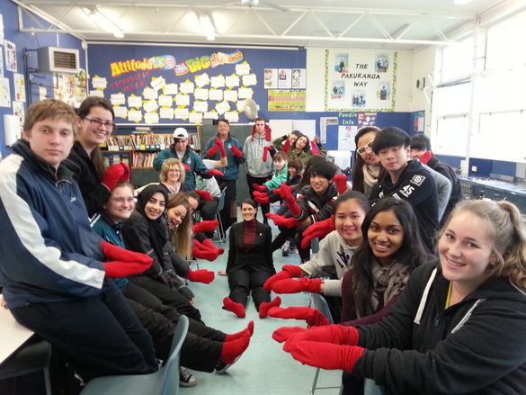 Kristine Kilpatrick with students from Pakuranga College