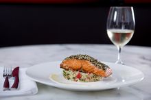 Vintaged Bar + Grill, salmon, tahini and cous cous