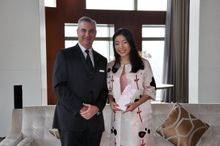 Ms. Scarlett Ma, winner of the Tiffin Damiani Afternoon Tea Lady in Pink competition