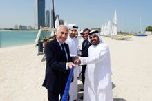    Picture Caption: Pulling together - Carlo Croce Ahmed Al Romaithi and Sultan Al Dhaheri lead their teams in pulling together 