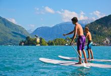 Paddle-boarding in Lake Annecy