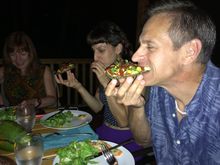 Guests Enjoying Raw Food Pizza Feast