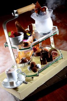 9 Different Chocolates on a Glass Tier Tray
