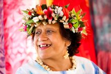 Cook Islands Mama wearing ei katu