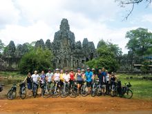 Cyclists outside Angkor, Cambodia