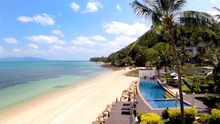 Secluded beach and 27m resort pool at The Lotus Terraces