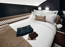 The bedroom in The Residence by Etihad, one of this exclusive cabin's three luxuriously appointed rooms