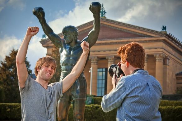 Located at the bottom of the Philadelphia Museum of Art steps—triumphantly scaled by fictional character Rocky Balboa—is a life-