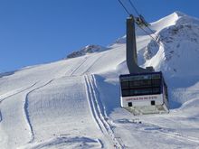 Tignes glacier ski area and cable car