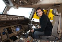 Orlando poses as a British Airways Captain before he departed from Sydney