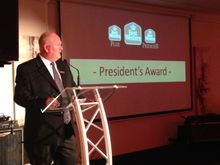 Phil Hateley presents President's Award.