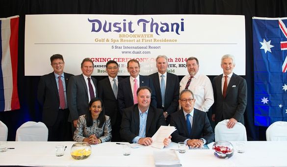 Dusit Executives, Brookwater Managing Directors and local dignitaries attend the signing of the Dusit Thani Brookwater Golf & Sp