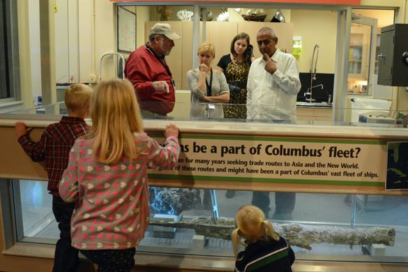 Extraordinary Underwater Scientist-in-Residence Dr. Charles Beeker describes electrolytic reduction to families at The Children'