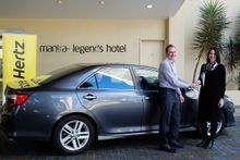 Mantra Group Procurement Officer Michael Freeman with Hertz Area Sales Manager QLD/NSW/ACT Belinda Smart at Mantra Legends Hotel