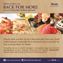 Online competition offers a chance to win weekly buffet vouchers for two at participating Dusit Hotels & Resorts