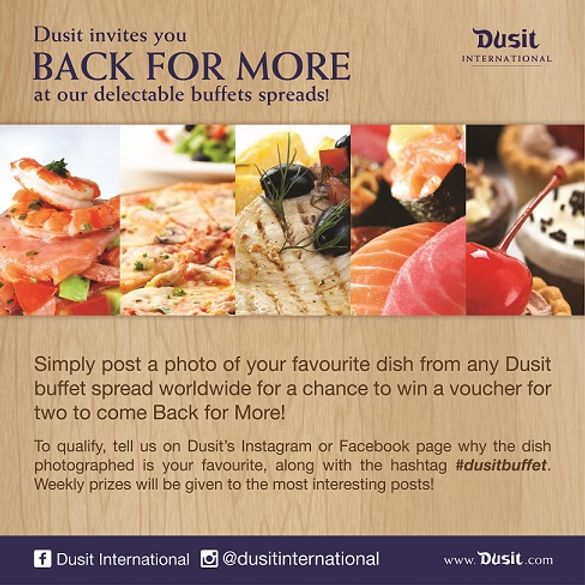 Online competition offers a chance to win weekly buffet vouchers for two at participating Dusit Hotels & Resorts