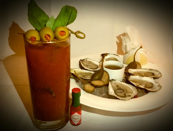 Basil Bloody Mary & Oysters Basil Bloody Mary & Oysters