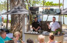 Chef Thomas Ege with Ben O'Donoghue - and that view!