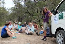a well-deserved break for lunch on Koala Conservation Day for locals