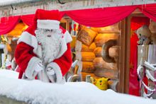 Father Christmas does the rounds in Les Gets, French Alps