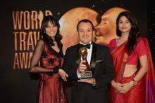 RIMBA's Director of Food & Beverage, Giordano Faggioli, receives the award for Asia's Leading New Hotel at the 2014 World Travel
