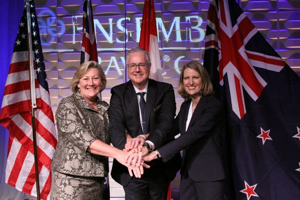 Trish Shepherd, senior vice president and general manager of Ensemble Australia/New Zealand, and Lindsay Pearlman and Libbie Ric