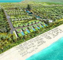 金兰花开度假村内DusitThani Cam Rahn Vietnam（越南金兰湾）的效果图。该项目坐落于有越南明珠之称的金兰湾的柏代海滩 (Bai Dai Beach)。