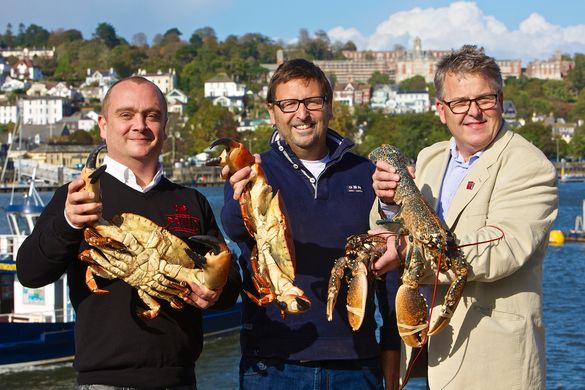 Tom Bunn of Favis of Salcombe, Mitch Tonks & Festival Director David Jones
