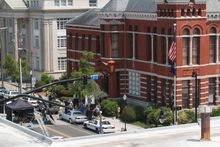 Sleepy Hollow crews set up at Historic New Hanover County Courthouse